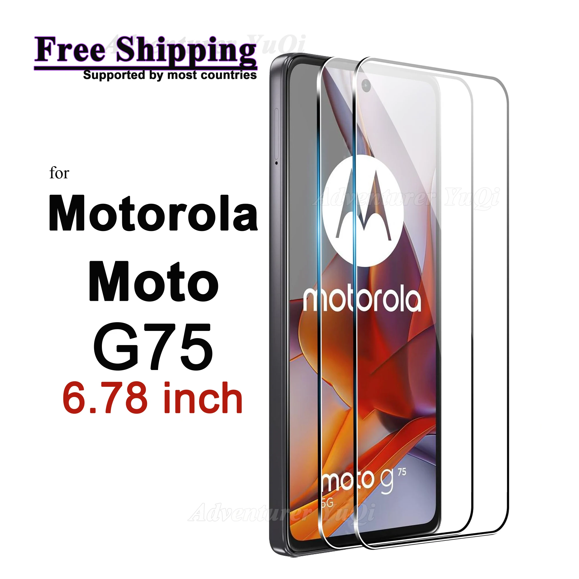 Screen Protector For Motorola Moto G75 6.78 inch Tempered Glass HD Crystal Clear Mica 9H Anti Scratch Case Friendly