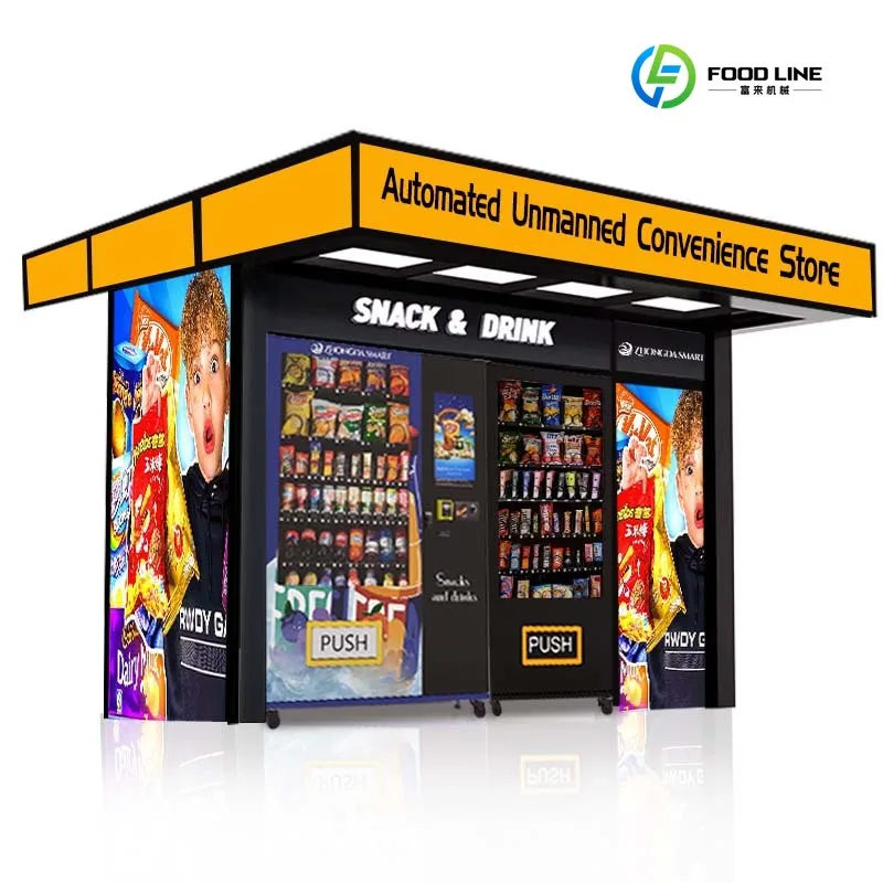 FL Unmanned Convenient Store 24 H Self-service Vender Cold Drink and Snacks Vending Machine Refrigerator Vending Machine Custom