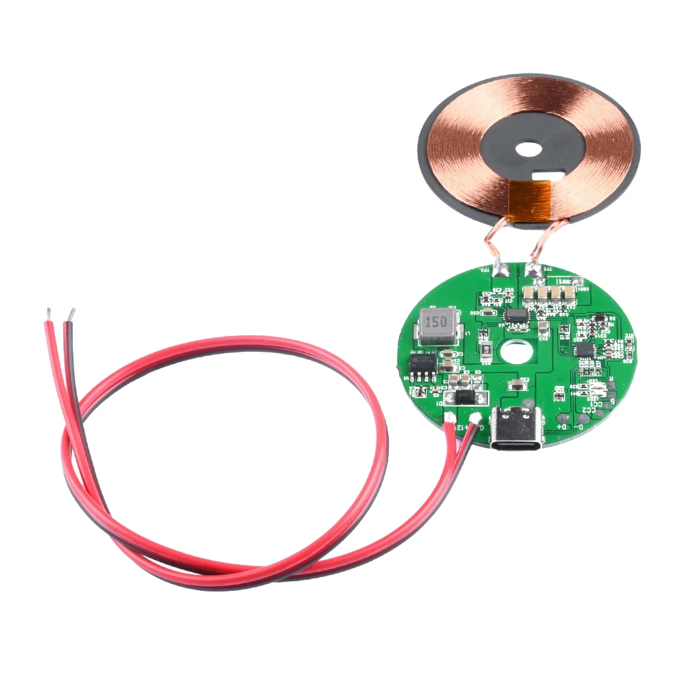 DC9-30V 20W High Power Type-C Wireless Charger Transmitter Module Circuit Board QC/PD Standard Fast Charging DIY for Phone