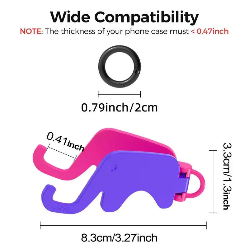 Elephant Shape Mobile Phone Stand with Keychain Portable Mobile Phone Holder Cartoon Creative Cell Phone Bracket Key Ring Gift