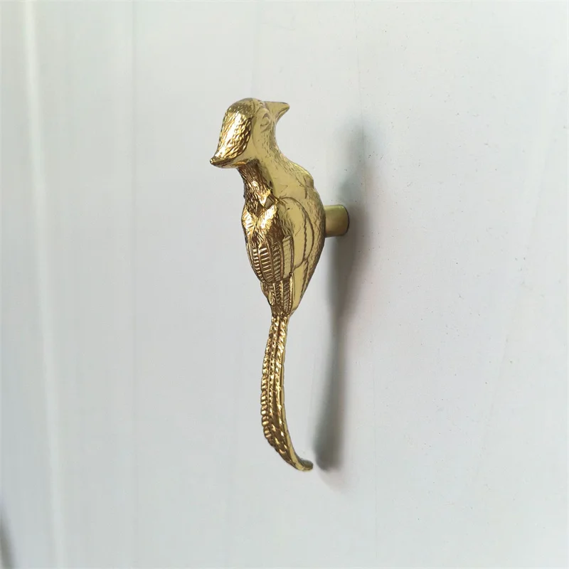 Long-tailed Bird Cabinet Door Handles Luxury Brass Drawer Knob Furniture Pull Handles For Home Cupboard Wardrobe Closet Pulls