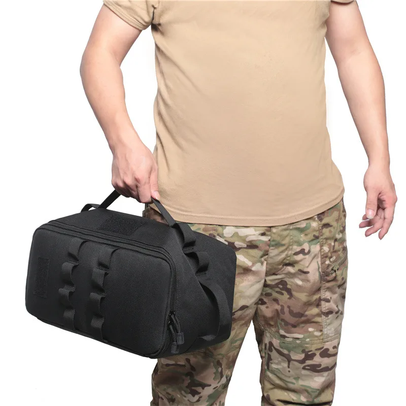 Tactical Range Bag Molle System 600D Waterproof Gun Shooting Pistol Case Pack Khaki Hunting Accessories Tools Sling Bag Camping