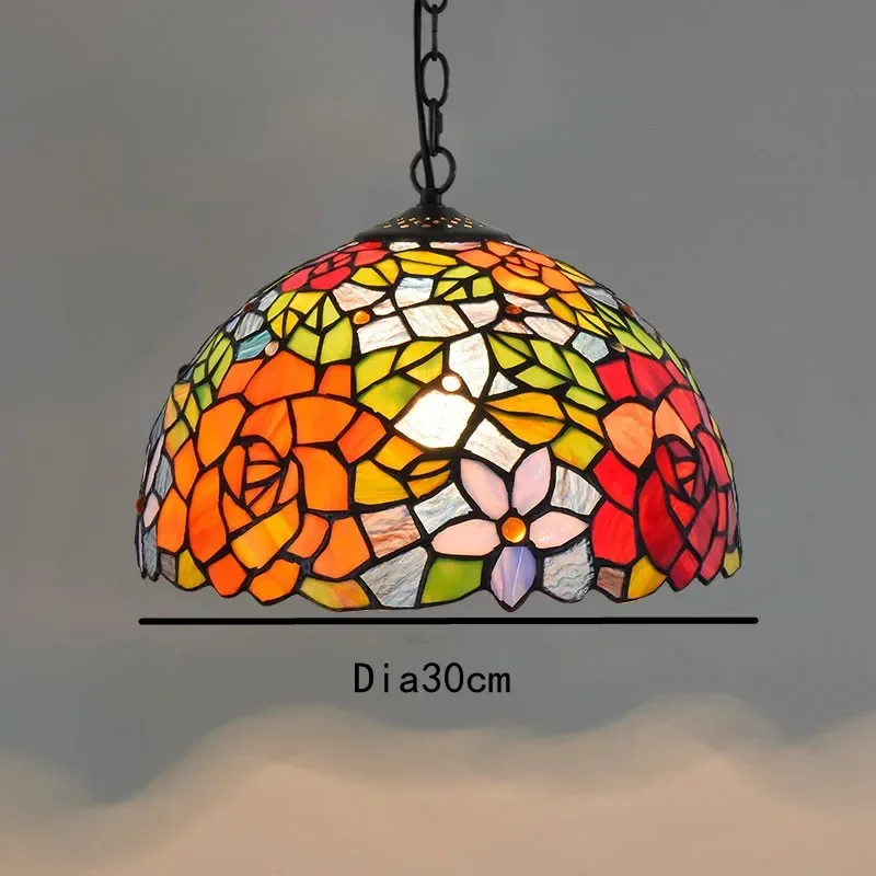 Europese stijl vintage Tiffany gekleurde glazen bar restaurant kroonluchter creatieve glazen lantaarn in landelijke stijl