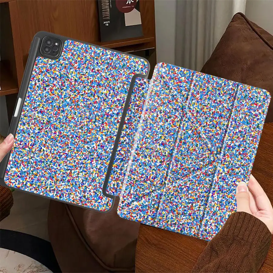 

Чехол для планшета iPad Pro 11-го, 10-го, 9-го, 8-го, 7-го поколений, 12.9 дюймов, Air 4, 5, M3, M2, M4, 11 дюймов Pro 2025, Mini 6, 7, с держателем, цветная мозаика