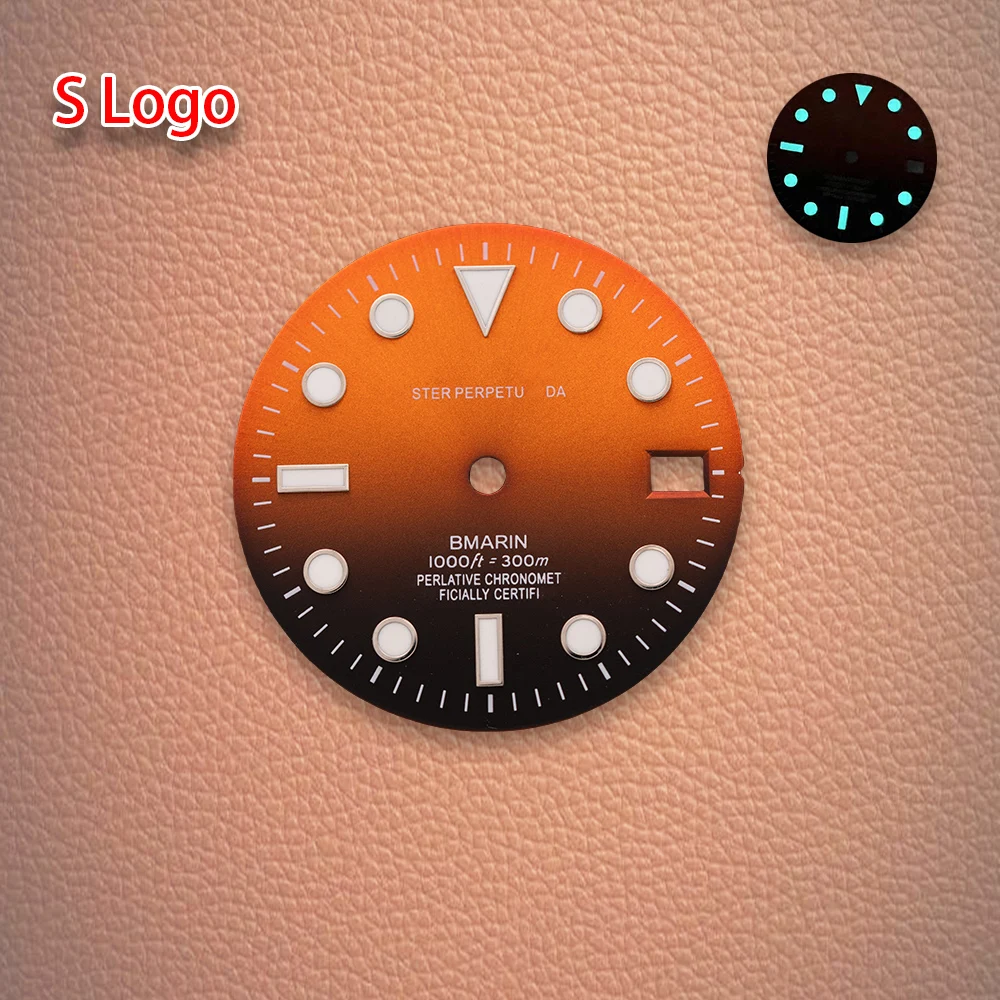 S Logo Quadrante 28.5mm SUB Quadrante Gradiente NH35 Quadrante Fit NH35/NH36/4R/7S Movimento Blu Ghiaccio Luminoso Orologio Accessori di Modifica