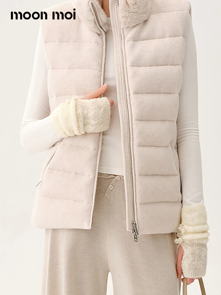 

Moonmoi Warmth Knitted Handmade Wool Blend Women's Sve Covers Faionable Sweet Sle No-Sve Elastic Fabric Winter Wear