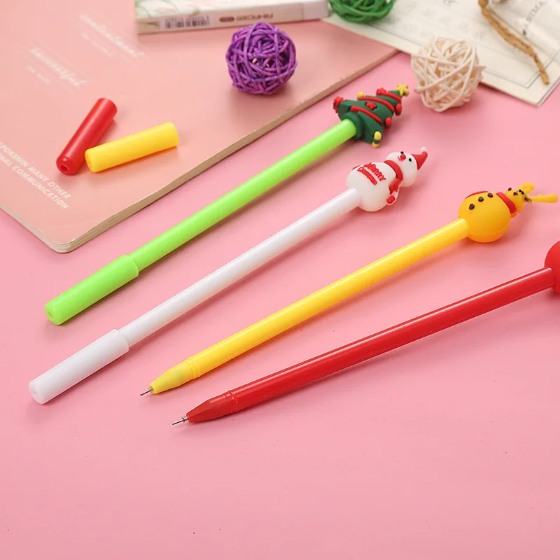 1 Pcs Cartoon Christmas Gel Pens Creative Learning Stationery Student Water-based Pen Cute Christmas Prize Gift Wholesale