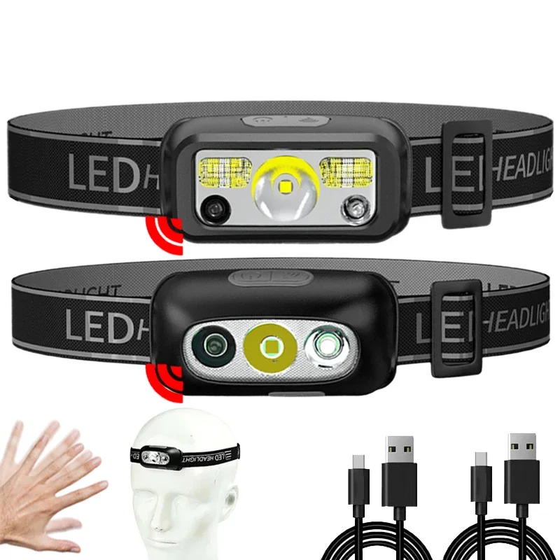 

Mini LED Induction Headlamp Built In Battery USB Rechargeable Head Torch Outdoor Portable Strong Light Camping Fishing Headlight