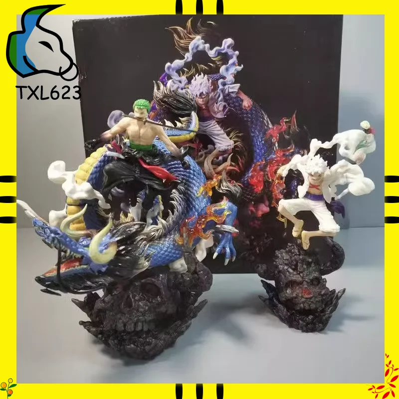 

One Piece 22cm Action Figure - Black & Gold Zoro & Luffy Anime Model Statue Collection Desktop Decoration for Fans