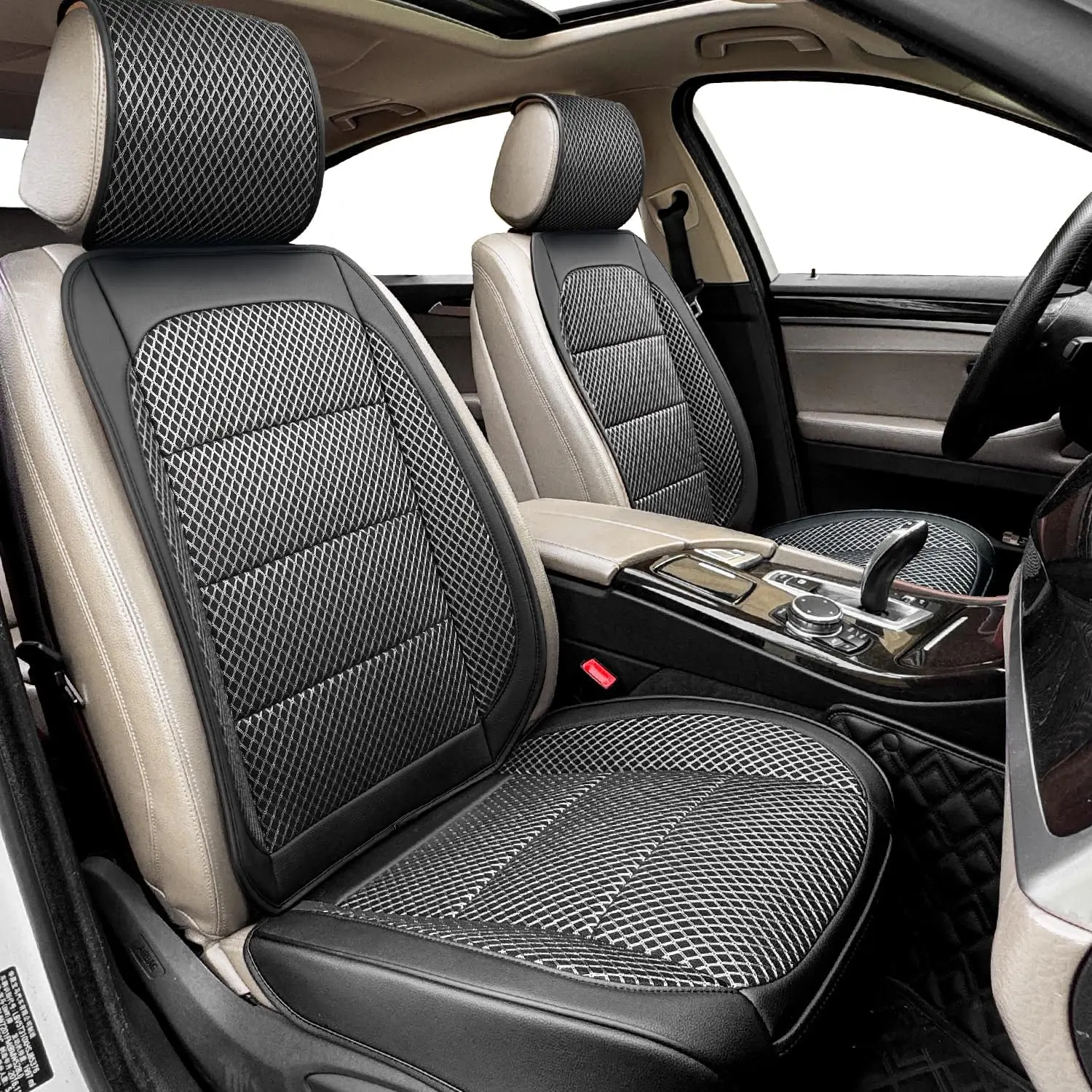 

Комплект из 2 вентилируемых охлаждающих чехлов для автомобильных сидений, 3D-сетка, дышащая кожа с карманом для хранения, универсальный размер для легковых автомобилей, грузовиков и внедорожников