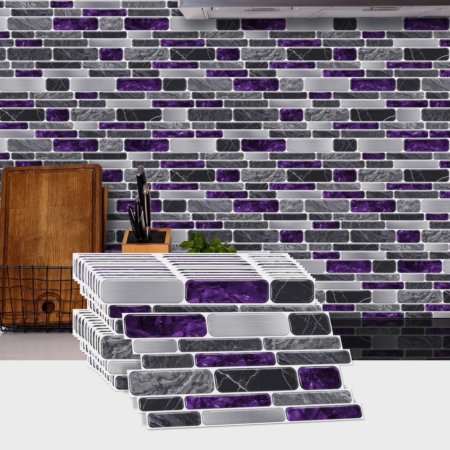 

(6/12/24/48 PCS)Self-Adhesive Marble Mosaic Wall Stickers, Easy to Cut & Install, HD Pattern, Waterproof, DIY Home Decor