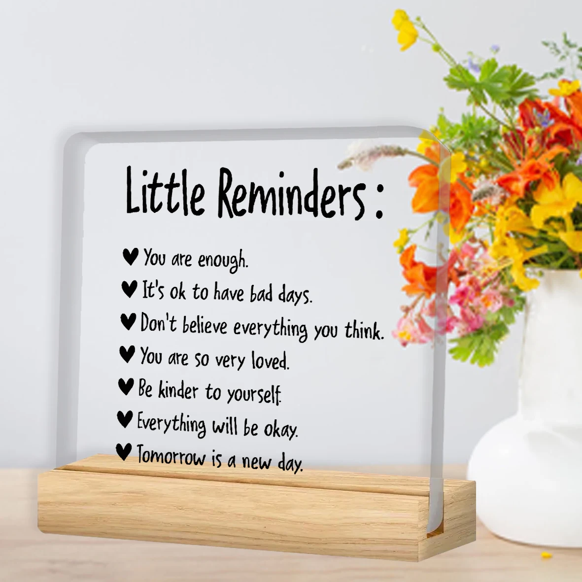 1pc,Little Reminders You Are Enough Acrylic Desk Plaque Sign, Dorm Signs For College, Motivational Inspirational Signs Decor