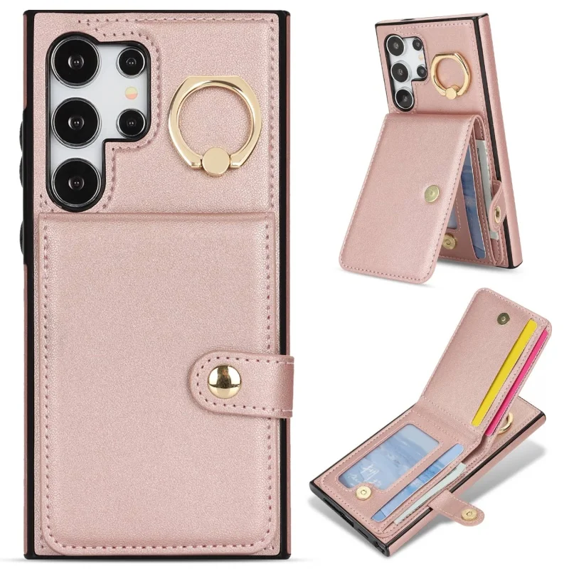 For Samsung Galaxy S24 S23FE S22 Ultra Plus A14 A53 A54 A55 5G Buckle Wallet Card Slots Leather Anti-fall Seismic Phone Case