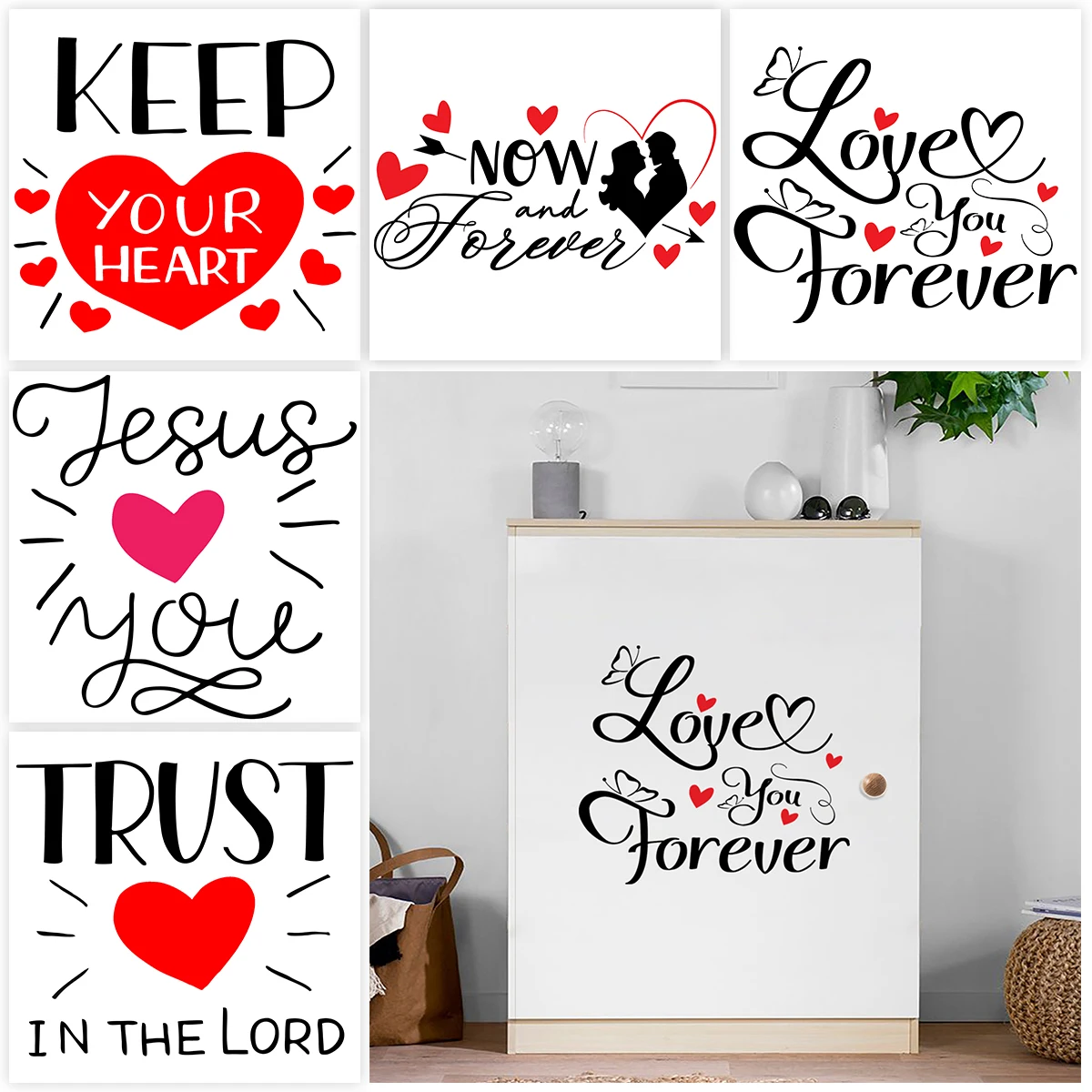 18 Styles For Choice LOVE Forever Wall Sticker Valentine's Day Decorations Peel & Stick Waterproof English Proverbs Wall Decals