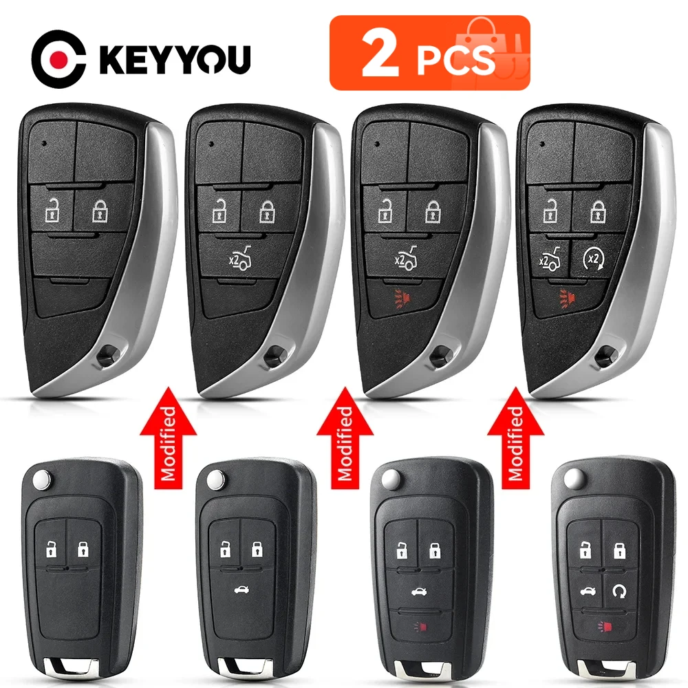 KEYYOU 2PCS For Chevrolet Cruze for OPEL Insignia Astra Zafira Mokka Agila Corsa Meriva Signum Tigra Mando Modified Remote Key