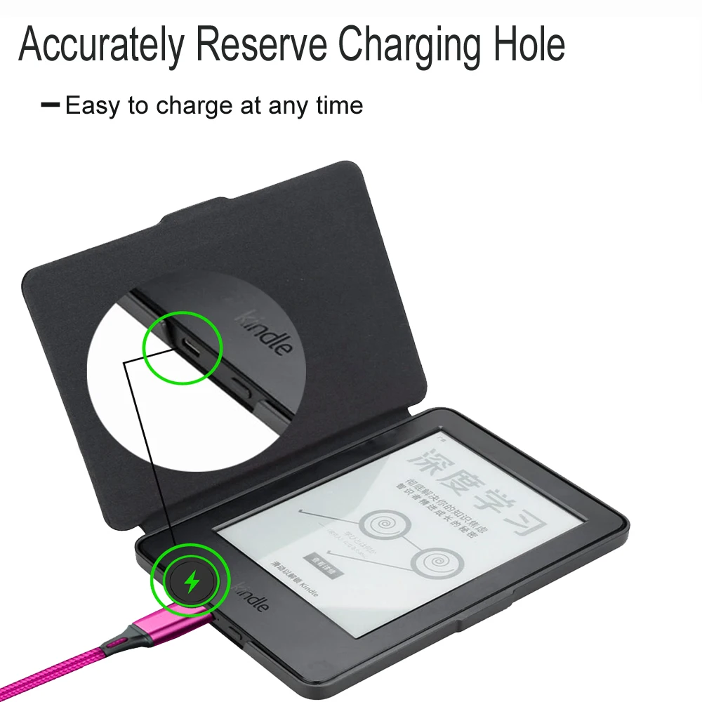 حافظة رفيعة لجهاز Kindle Basic 7th 2014 موديل الإصدار WP63GW، غطاء جلدي خفيف الوزن لحافظات النوم التلقائية من الجيل السابع من Kindle #3