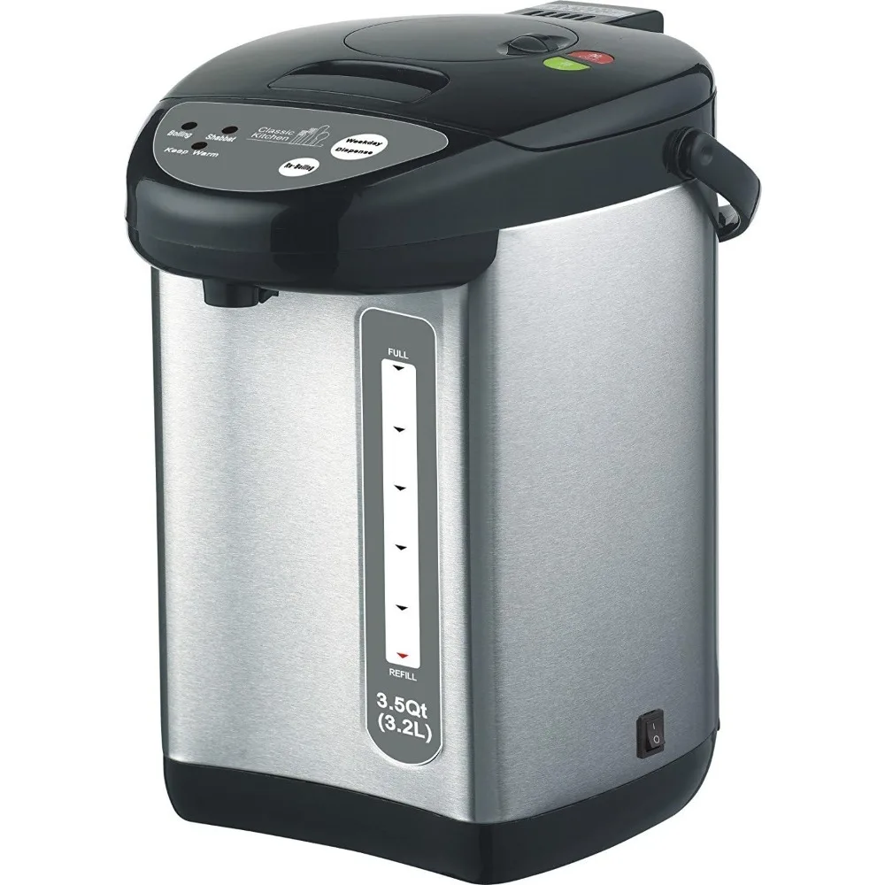 

3.5QT (3.2L) Electric Kettle Hot Water Boiler Urn Pump Pot, Stainless Steel with Auto Dispense and Shabbat Mode