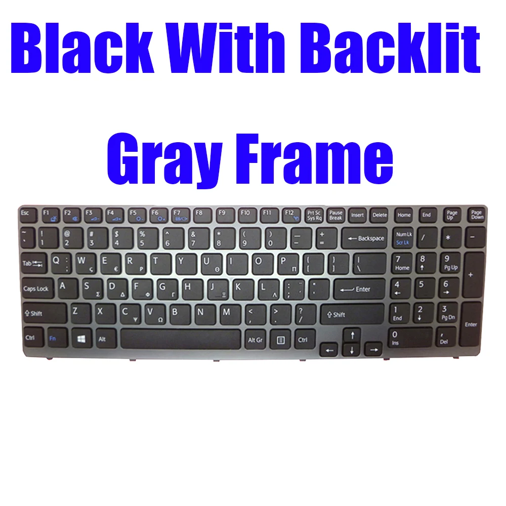 Laptop Keyboard For SONY SVE15 9Z.N6CBQ.K0L 149077811GR AEHK5+031203A AEHK5+021203A V133946DS1GK 149030381GR Greek GK Black New