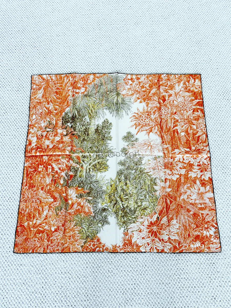 

Silk Scarf 90cm Square Bandanas Hand-Rolled Shawls Luxury Neck Belt Decoration Lover Christmas Gift