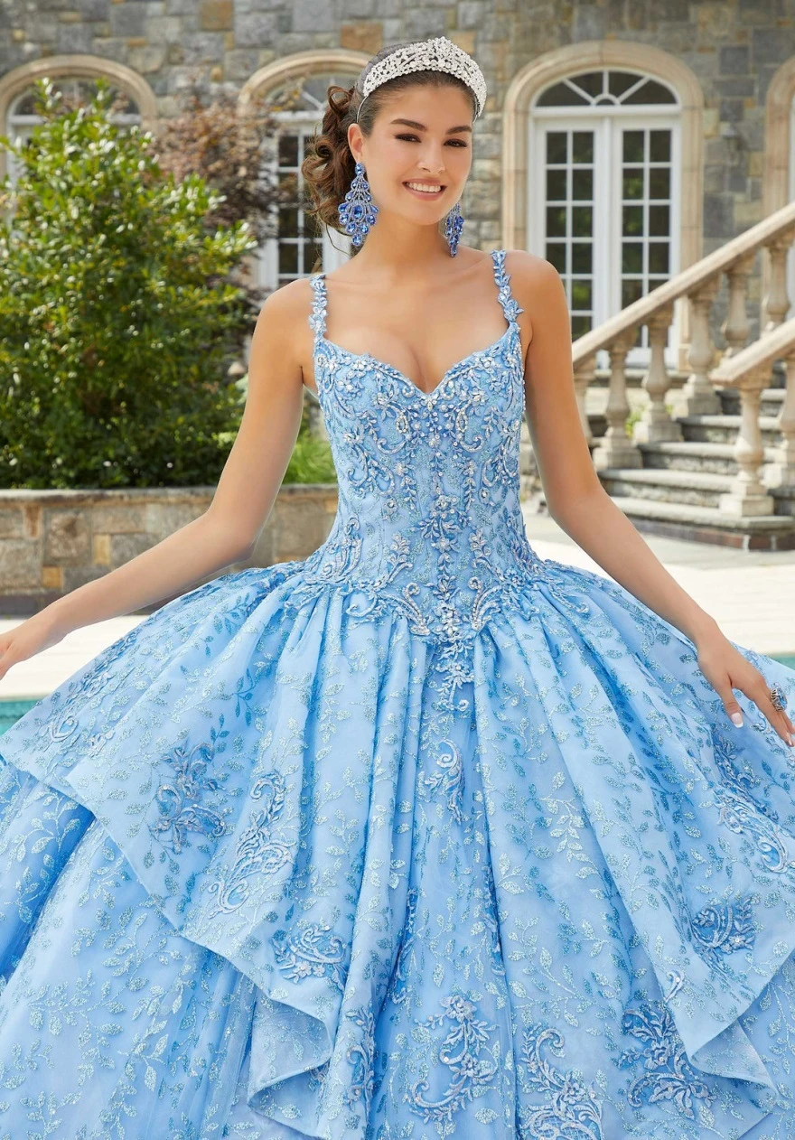 فساتين Quinceanera أنيقة مخصصة 2023 بأكمام طويلة مزينة بالدانتيل السباغيتي الحلو 15 16 فستان رسمي Vestidos YQD44