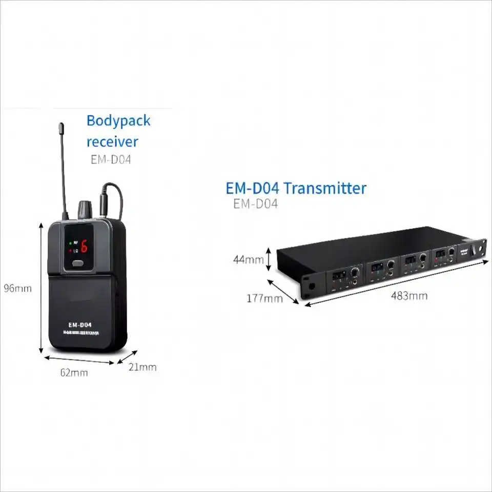

2025Professional UHF 4 Channel Stereo Wireless in Ear Monitor System Stage Live Recording In-Ear Monitoring Headphone Wireless
