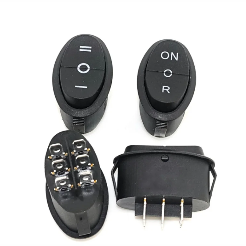 KCD3-0 Six-pin three-speed /R single-side reset ship switch Black large oval 40*24mm boat button high-power power switch