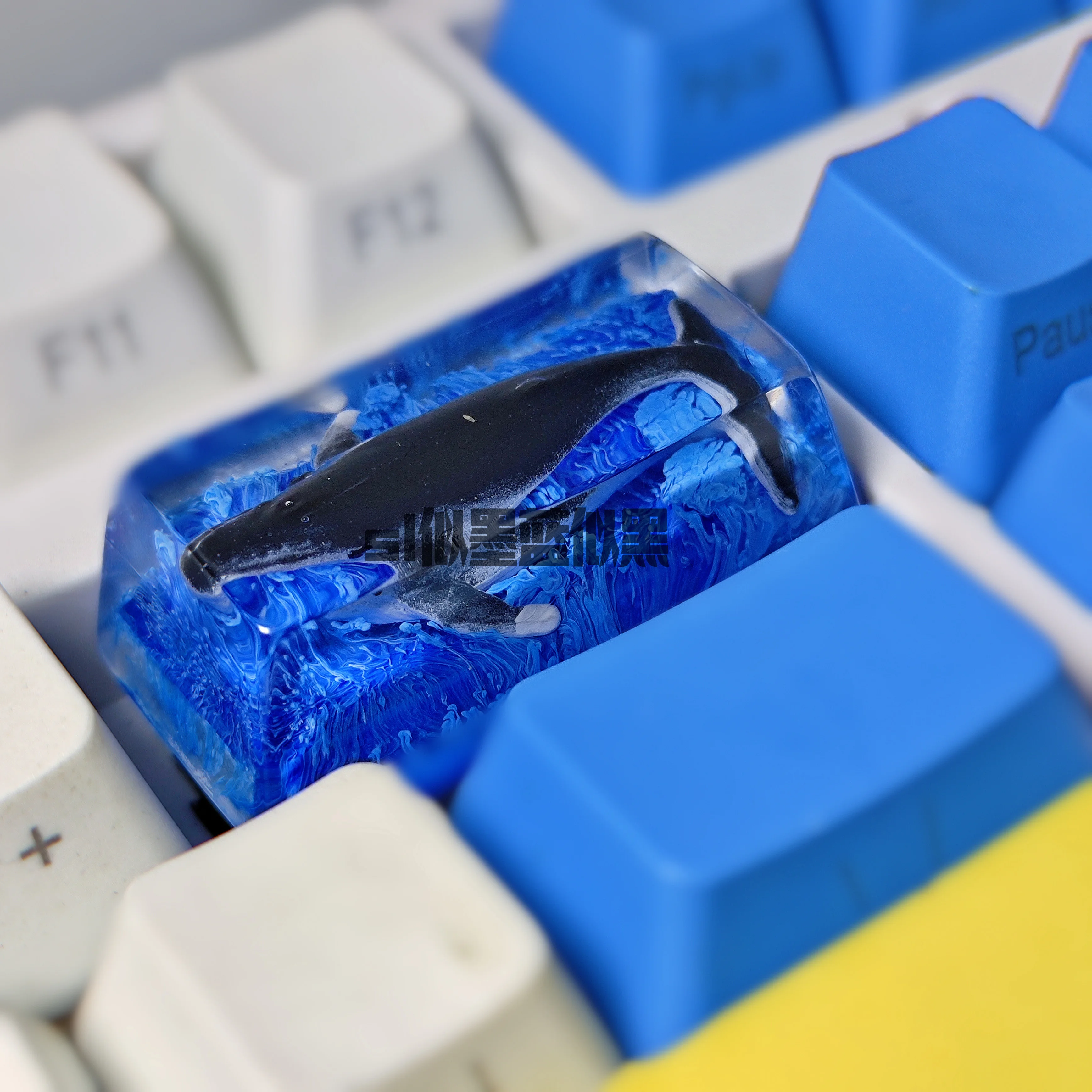 Whales Fall Manual Artisan Resin Keycaps Ocean Dolphins For Mechanical Backlit Keyboard GK64 RK61 GH60 Custom Backspace Keys cap