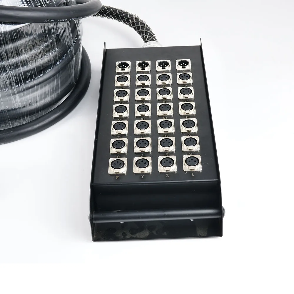 OFC 99.99% Pure Copper Snake Cable PVC Braid Shielded Factory Price 30m Length 8-40 Channels XLR Stage Box Audio/Video Cables