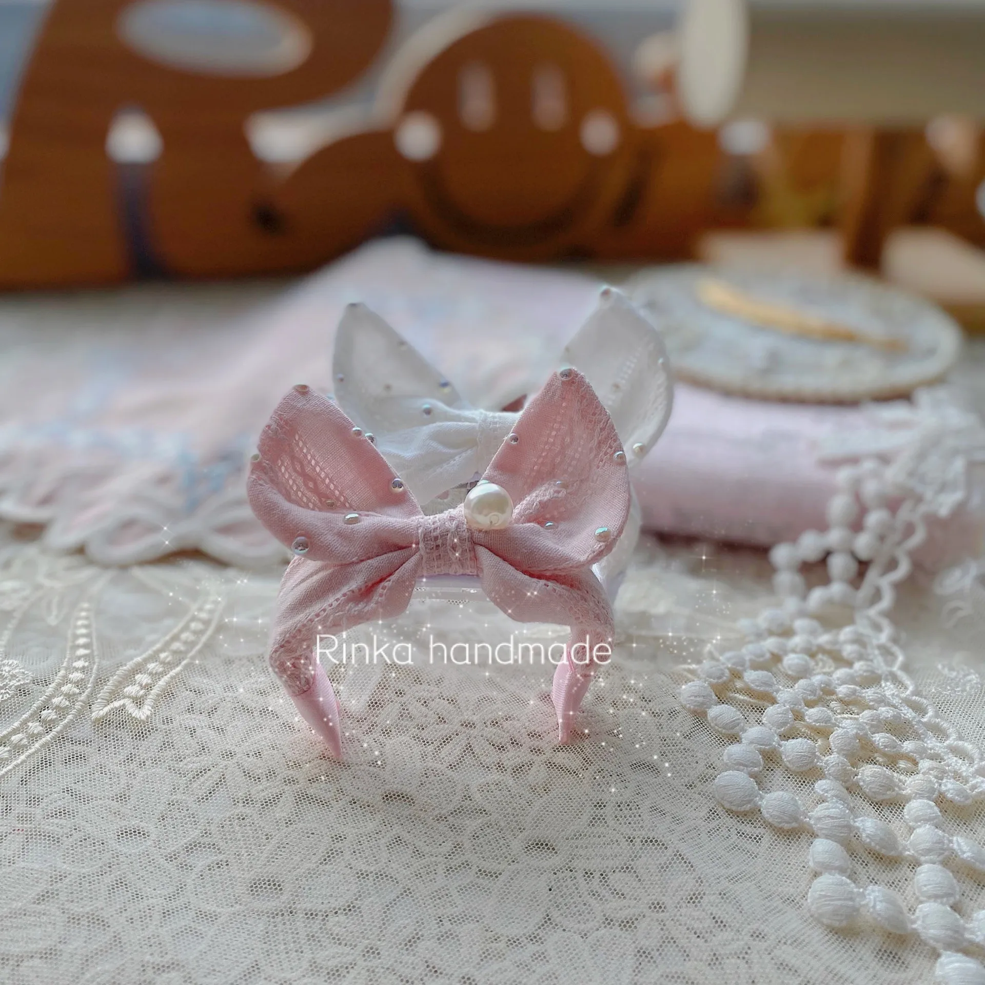 New Manual Pet Rabbit Ears Tire Dog Teddy Yorkshire could xi shi pink pearls hair band