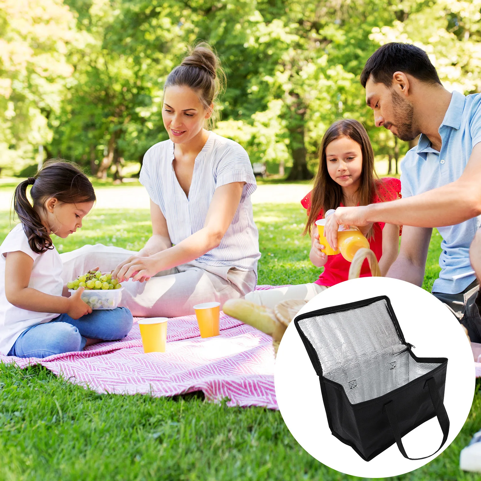 

2Pcs Thermal Lunch Box Bag Reusable Fresh Preservation Bento Tote for Outdoor Camping Amusement Park Portable Cooler Lunch Bag