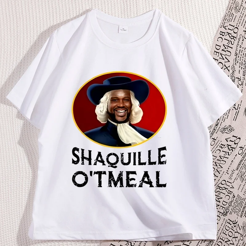 

Shaquille-Oatmeal T Shirt Man Cotton Printed Short Sleeve Tshirt Casual Round Neck Pullover Loose T-shirt High Quality Clothes
