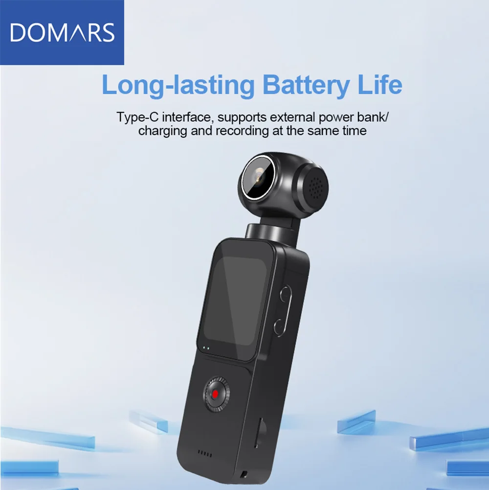 Domars 5K Ultra HD Action Camera With Mic 1.69 Inch Touch Screen 270° Rotatable For Outdoor Portable Sports Video Camera