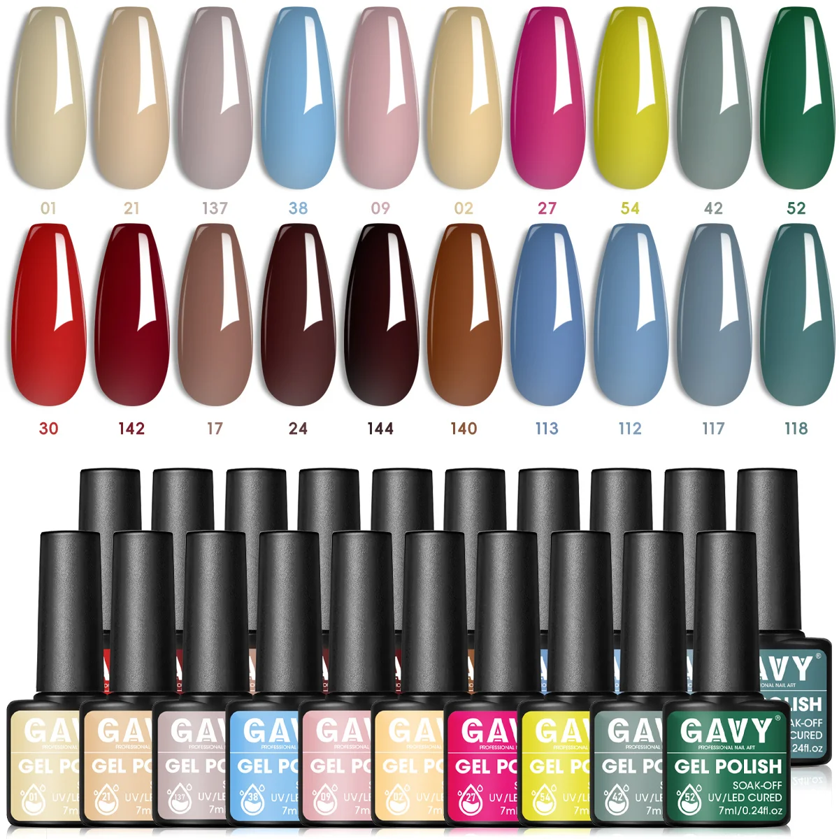 

20Pcs Solid Gel Nail Polish Set Nude Red Green Blue Brown Tones Soak Off UV LED Long Lasting Salon Manicure Kit