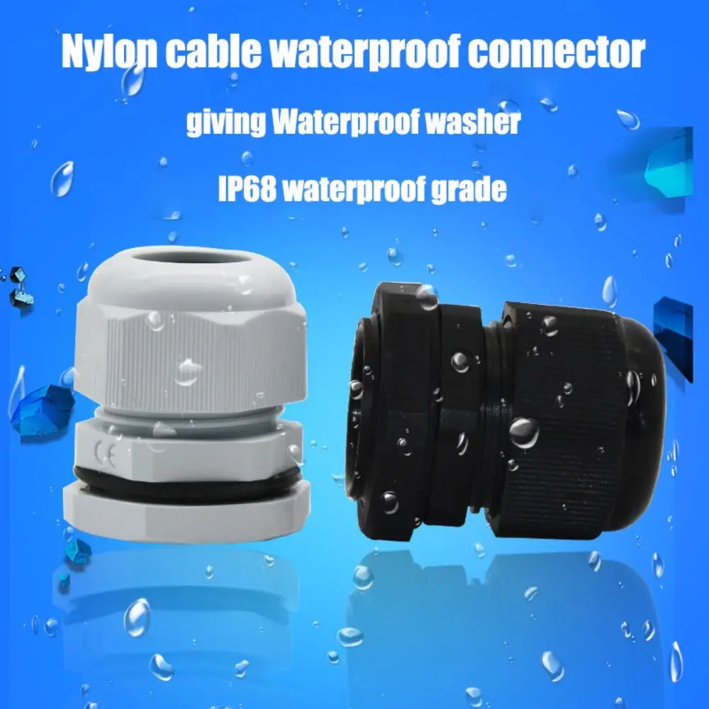 Waterproof Joint Cable Gland Plastic Cable Entry IP68 PG7 PG9 PG11 PG16  White Black Nylon Plastic Connector