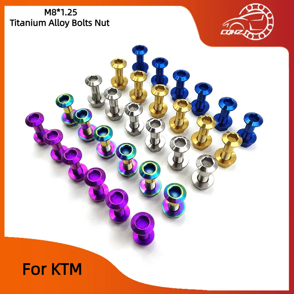 CQHZJ Motorrad Titanlegierung Hintere Kettenradschrauben M8 * 1,25 Mutter Scheibenbremsschrauben für KTM KAWASAKI SUZUKI Mountainbikes