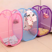 Folding Dirty Laundry Sorting Basket Washing Frame Bathroom Cloth Mesh Storage Bag Frame Bucket Laundry Organizers Storage Pouch 2