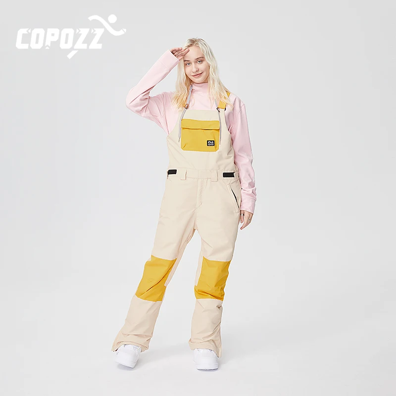 COPOZZ Men Women Ski Pants Windproof Waterproof Bib Overalls Trousers Winter Warm Outdoor Sports Snowboard Skiing Clothing