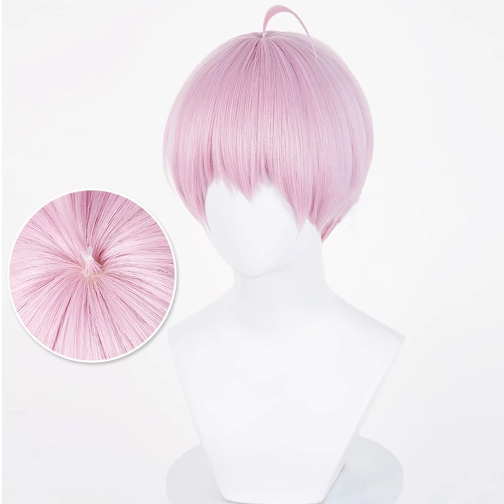 

Pink Short Straight Synthetic Wig with Bangs Anime Game Cosplay Fluffy Heat Resistant Wig for Daily Party