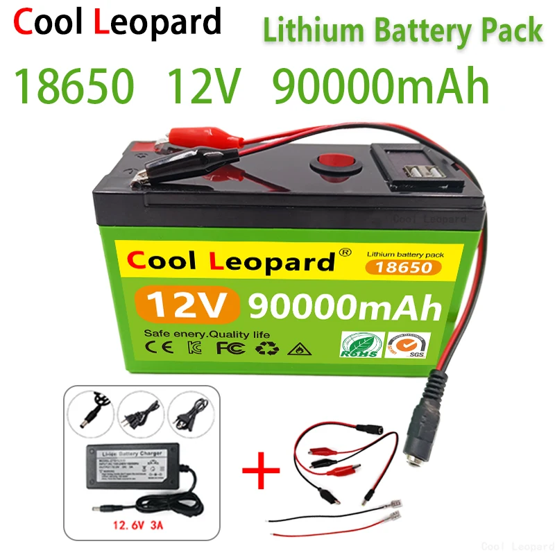 

Cool Leopard Mobile Power 12V 90Ah 18650 Lithium Battery Pack, Built-in BMS For Sprayer Electric Vehicle Battery 12.6V Charger