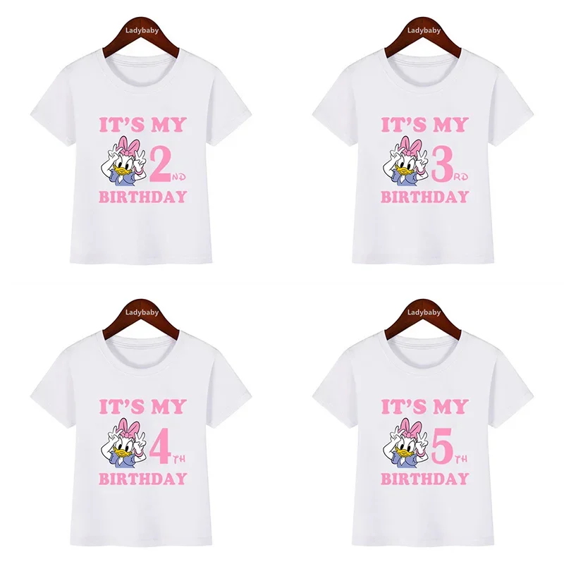 

Daisy Duck Graphic Cartoon Kids Clothes It's My 1 2 3 4 5 6 7 8 9 Years Birthday Boys Girls T shirt Cute Baby Children T-Shirts