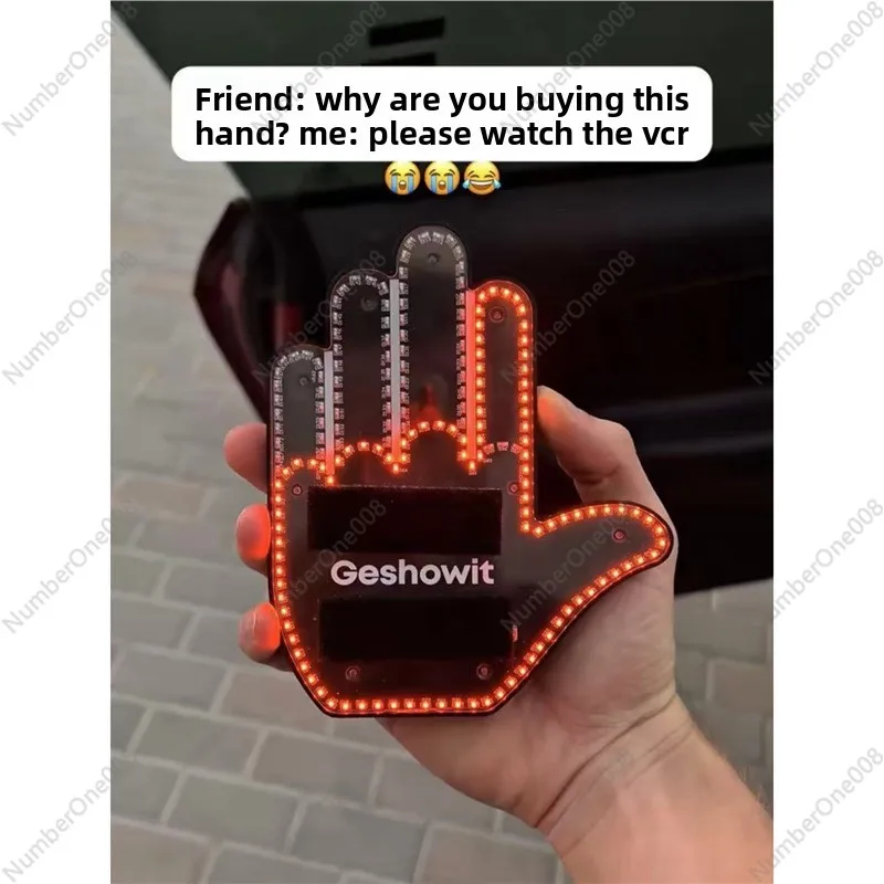 Fun Car Palm Expression Warning Light Nighttime Anti-Collision Safety Warning Light Creative Car Atmosphere Decorative Light