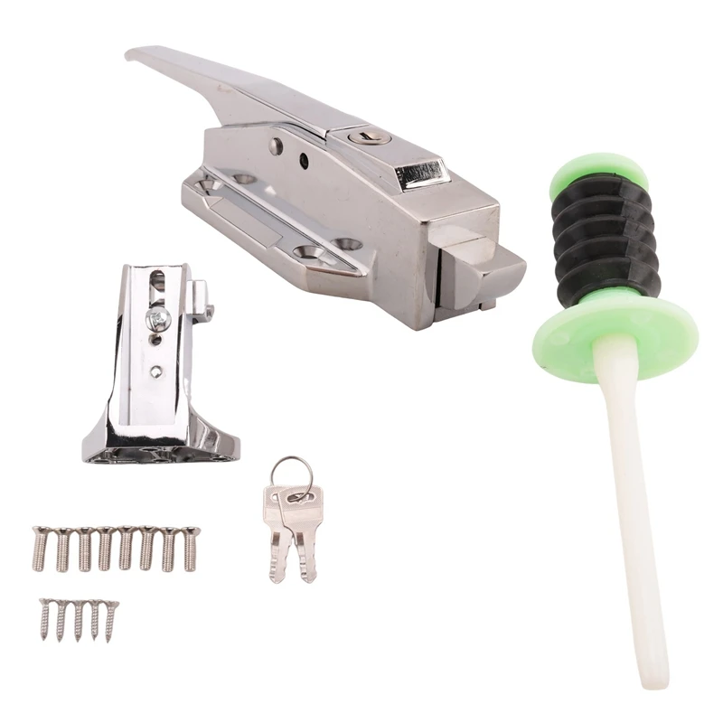 Cooler Door Latch Kit Door Latch Handle Set With Adjustable Offset Strike And Inside Release And Keys