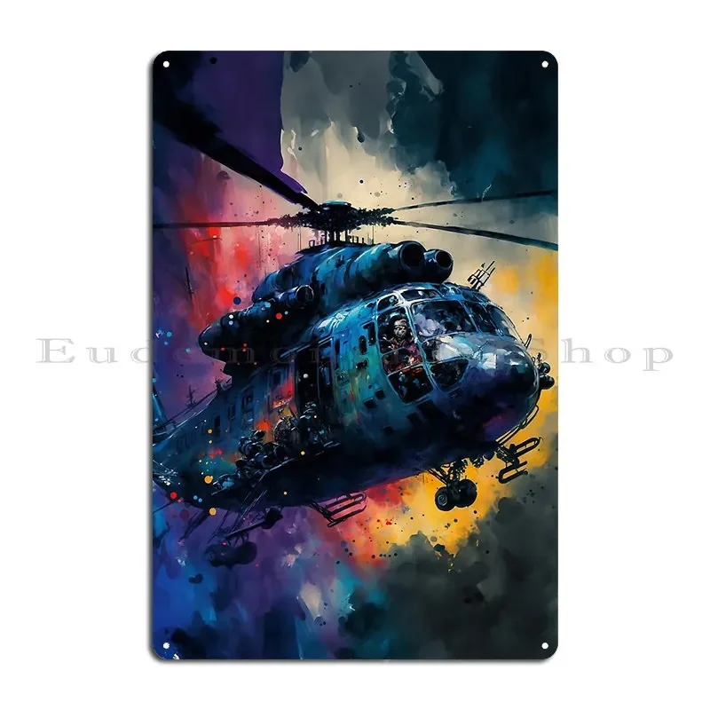 الخيال العلمي هليكوبتر منتصف رحلة علامة معدنية المطبخ ريترو طباعة سينما شخصية تين تسجيل ملصق