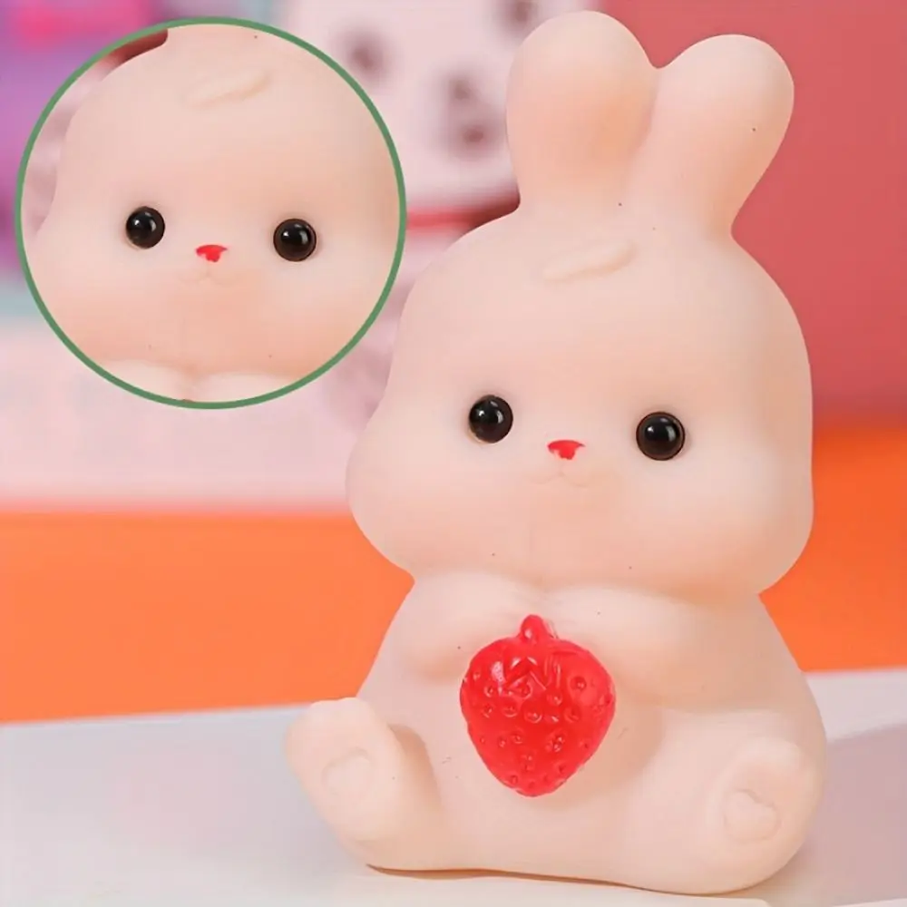 6pcs/set Squeeze Rabbit Squeeze Toys Decorated PVC Easter Bunny Fidget Stretch Squeezing Cartoon Animal Rabbit Slow Rebound Toy