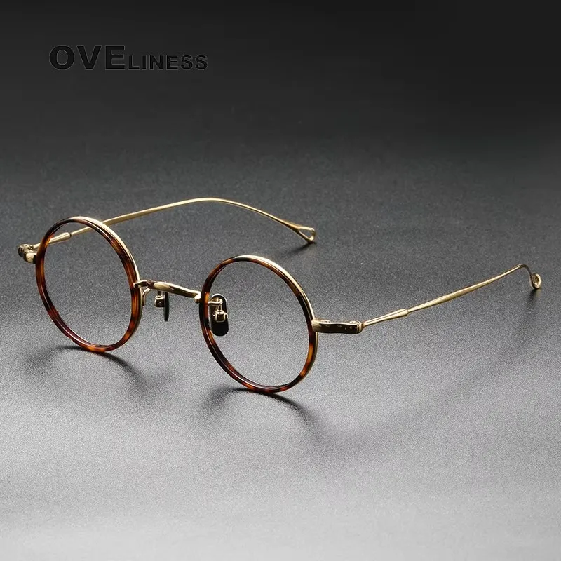 

Оправа для очков из чистого титана, мужская, винтажная, круглая, женская, титановая, ретро-оправа для очков.