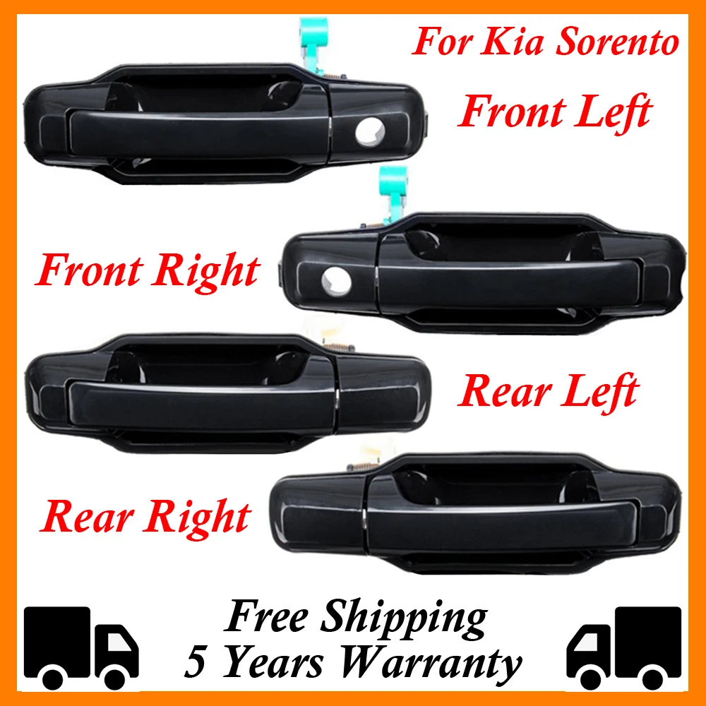 Maçaneta da porta exterior esquerda e direita, ABS LHD Preto Handle para Kia Sorento 2003-2009, 826503E021, 826603E021, 836503E021, 836603E021