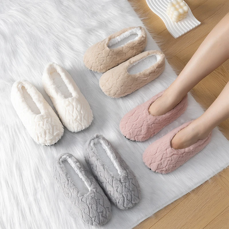 Women's Warm Floor Socks Fall Winter Home Non Slip Plush Soft Comfortable Thicken Solid Colour Ladies Indoor Slippers Socks