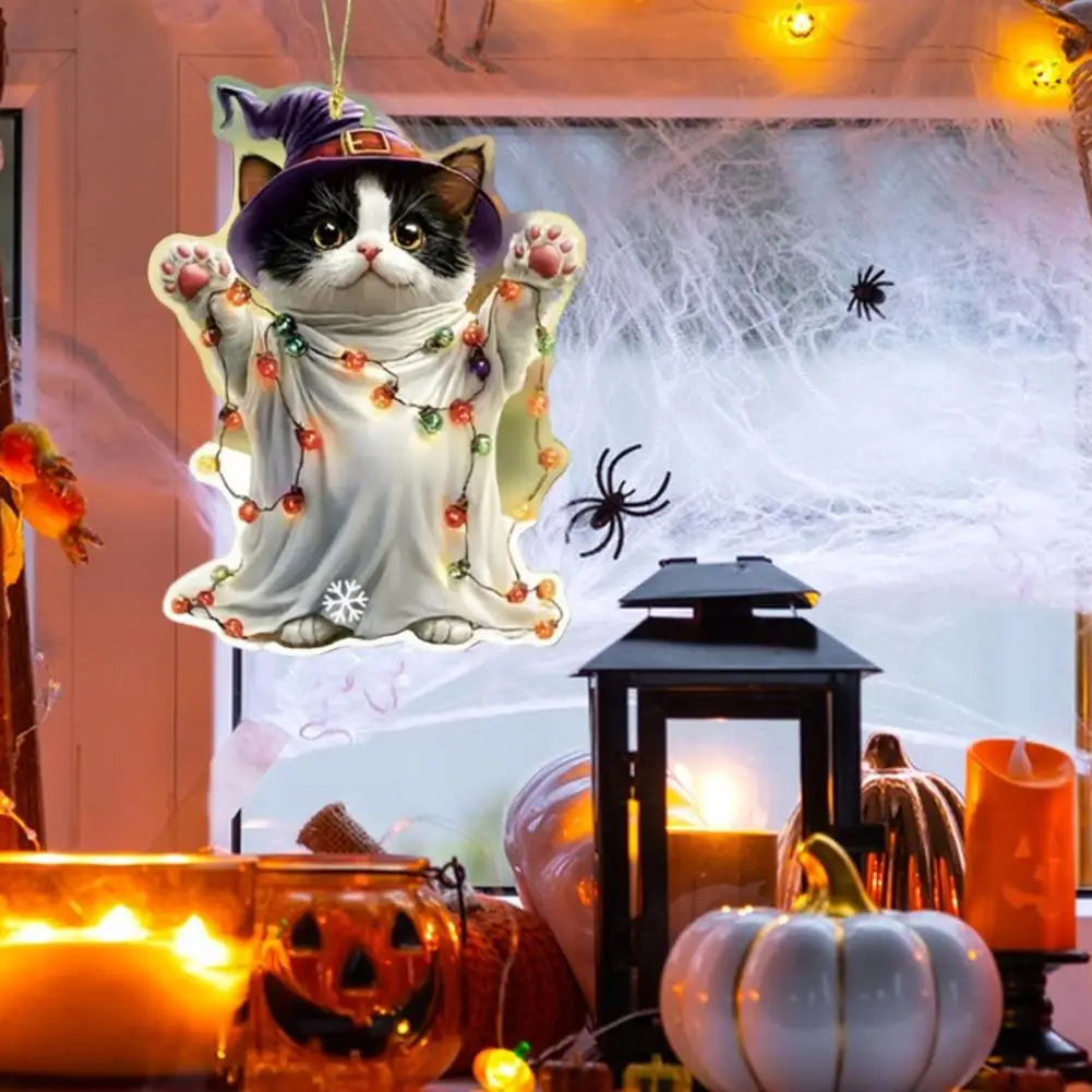

Swing Car Charm Rearview Mirror Accessory Spooky Halloween Car Accessories Skull Cat Rearview Mirror Pendant for Backpack