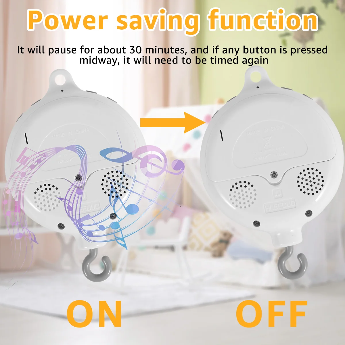 Boîte à musique mobile CPull pour bébé, à piles, moteur mobile avec 3 modes