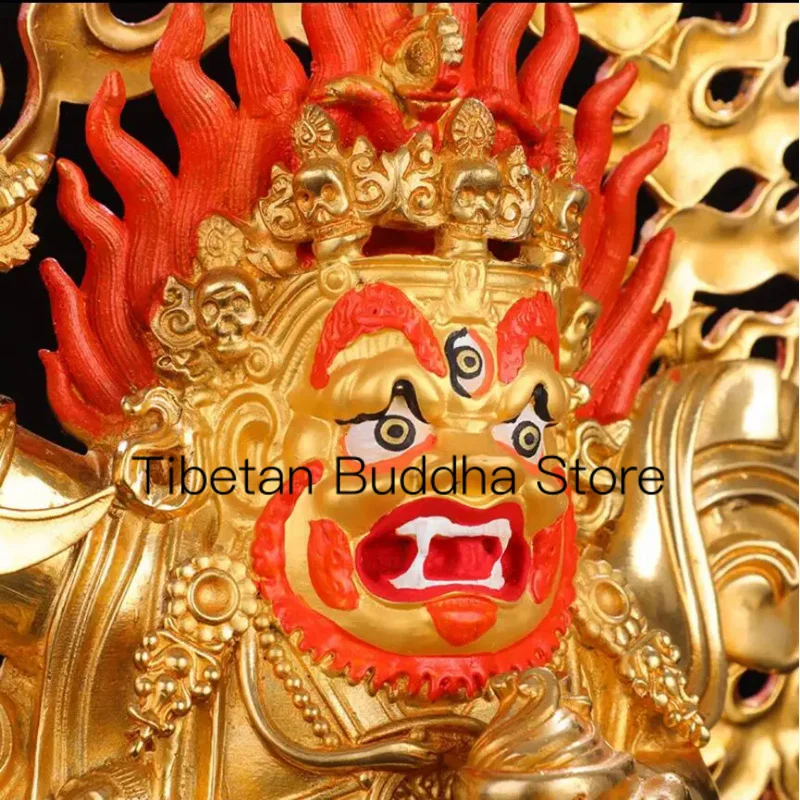 24cm pure copper gilded gold Tibetan transmission two arm Mahagala Buddha statue ornament two arm Mahagala